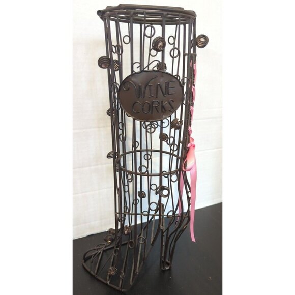 Epic Wirework Ladies Victorian Style Boot Wine Cork/ Potpourri Holder Pink Bow - Picture 1 of 7